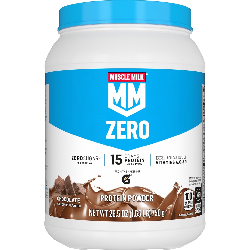 근육 우유 ZERO, 100 칼로리 단백질 분말, 초콜렛, 15g 단백질, 1.65 파운드, 25 서빙