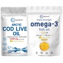 세 배 힘 오메가 3 물고기 기름은 서빙 당 4200mg & Cod 간결 기름 2,000mg, 360 Softgels | 레몬 맛 – Burpless – 야생 잡힌 – 북극 깊은 바다 물고기