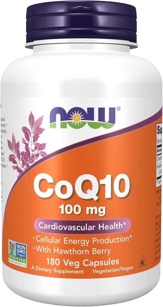 CoQ10 와 Hawthorn 베리 채식, 100 mg, 지금 음식