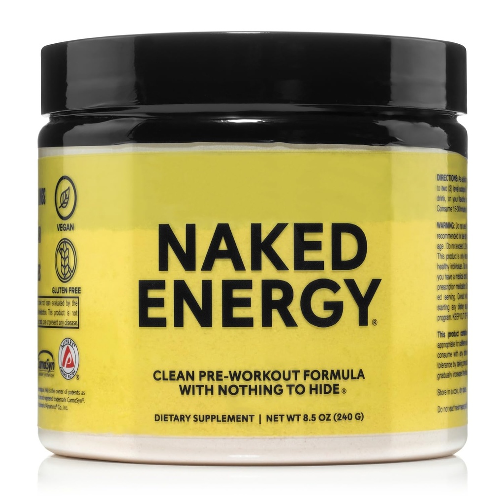 NAKED 에너지 - 남성과 여성을위한 순수한 사전 운동 분말, Vegan, Unflavored, 건강한 사전 운동 - 추가 감미료, 색상 또는 맛 없음 - 50 서빙