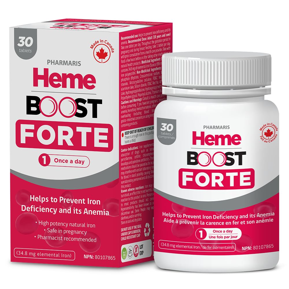 Hemeboost Forte 34.8 mg (696 mg Heme Iron) I 30 정제 I 높은 힘 자연적인 철 보충교재 I 높은 흡수 & Stomach에 Gentle I 임신에 있는 사용을 위한 철 약 & 안전한