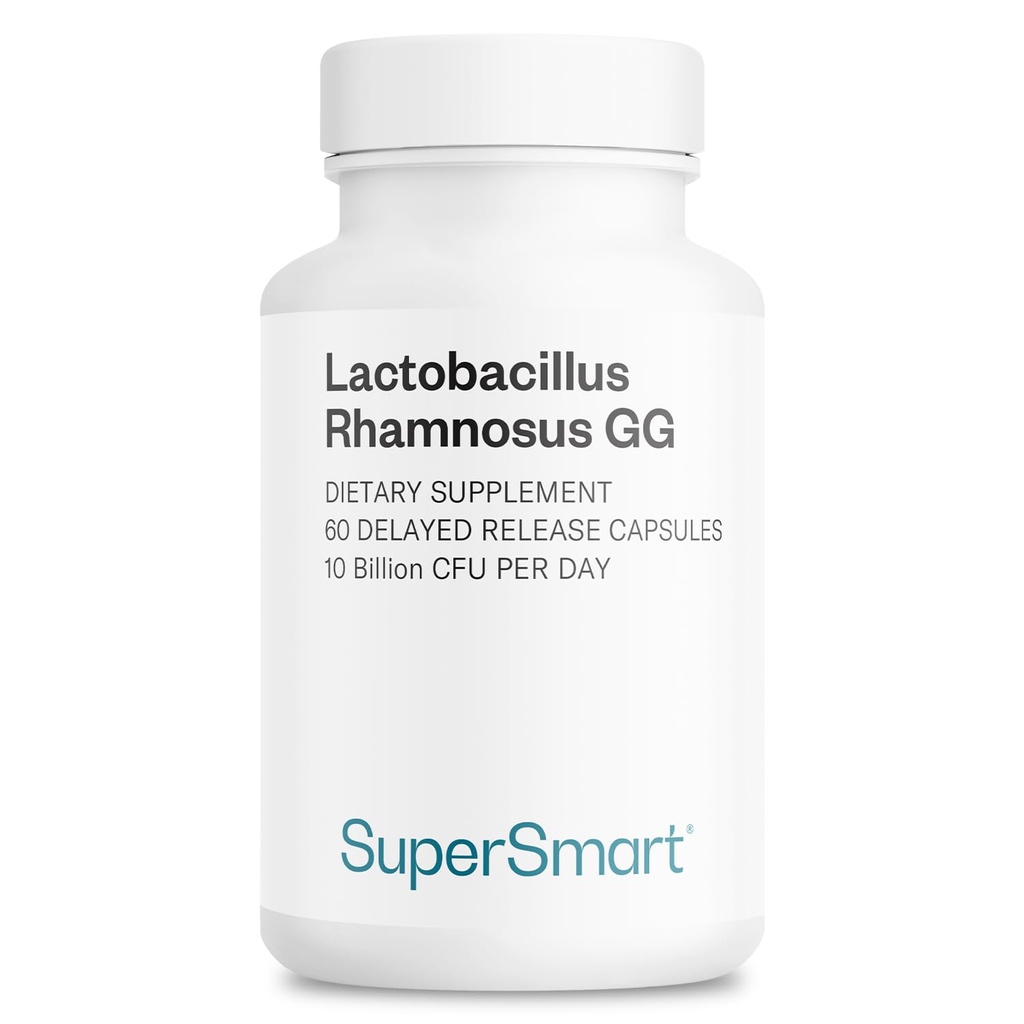 Supersmart Lactobacillus Rhamnosus GG 10 억 CFU 하루 (LGG Probiotic with Inulin) - L. Rhamnosus 보충 | 비 GMO 및 글루텐 무료 - 60 DR 캡슐