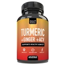 Envy Nutrition Turmeric & Ginger Supplement Capsules with Apple Cider Vinegar - 향상된 면역력 및 대사 지원 - 95 % Curcuminoids, Bioperine (Black Pepper) - 60 Caps