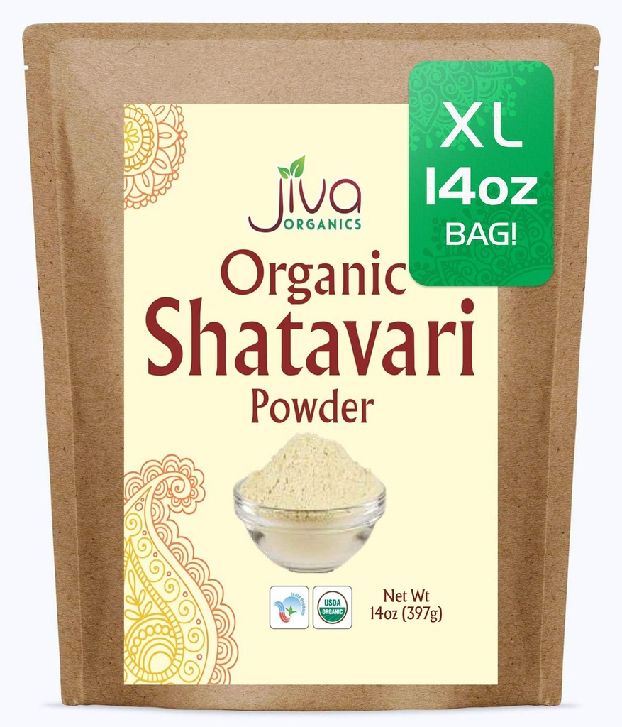 Jiva 유기 Shatavari 분말 14 Ounce 대량 가방 - Asparagus racemosus - 순수한 Ayurvedic 허브
