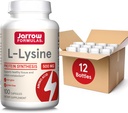 Jarrow Formulas L-Lysine 500 mg - 100 캡슐 - 단백질 대사를위한 필수 아미노산 - 다이어트 보충 - 최대 100 서빙 (12 포장)