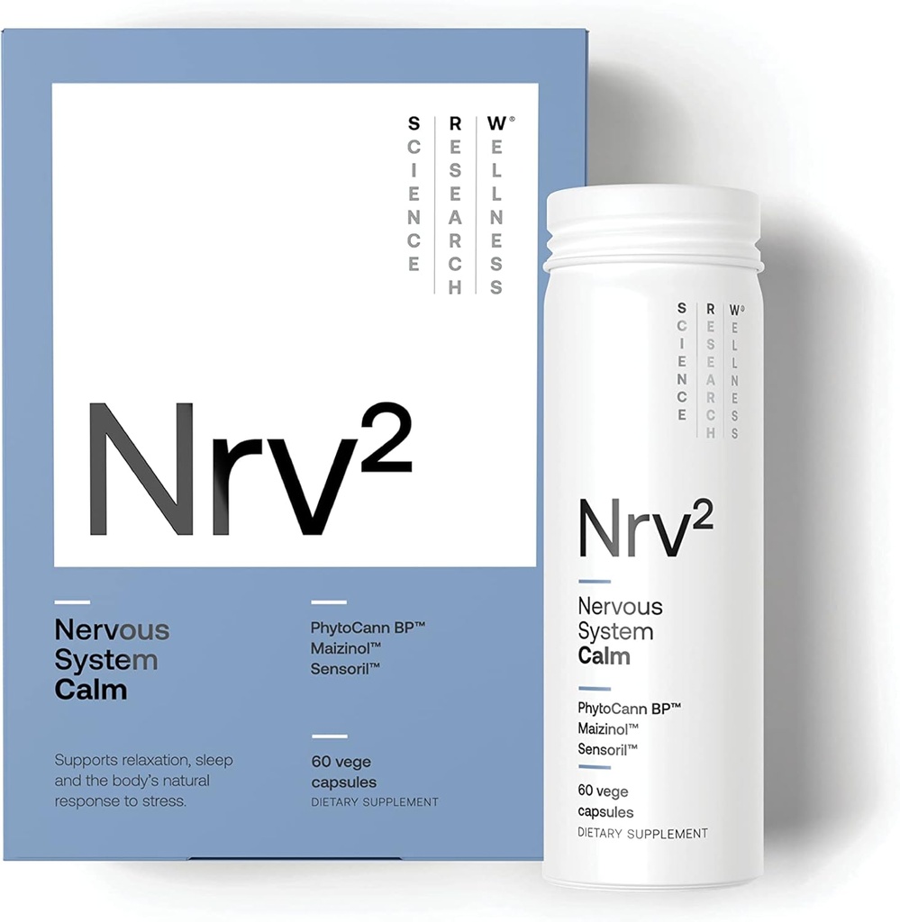 SRW Laboratories Nrv2 Calm | 스트레스 & 수면 보충 | 스트레스 릴리프 보충 | Nervous System & Stress Response, Calmness, Rest & Relaxation | 60 캡슐 지원