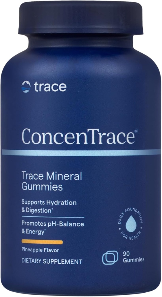 Trace Minerals | ConcenTrace Chewable Gummies Full Spectrum | 유력한 에너지, 대사 및 계류 지원 | 건강한 관절 뼈와 치아 | 천연 파인애플 | 90캐럿