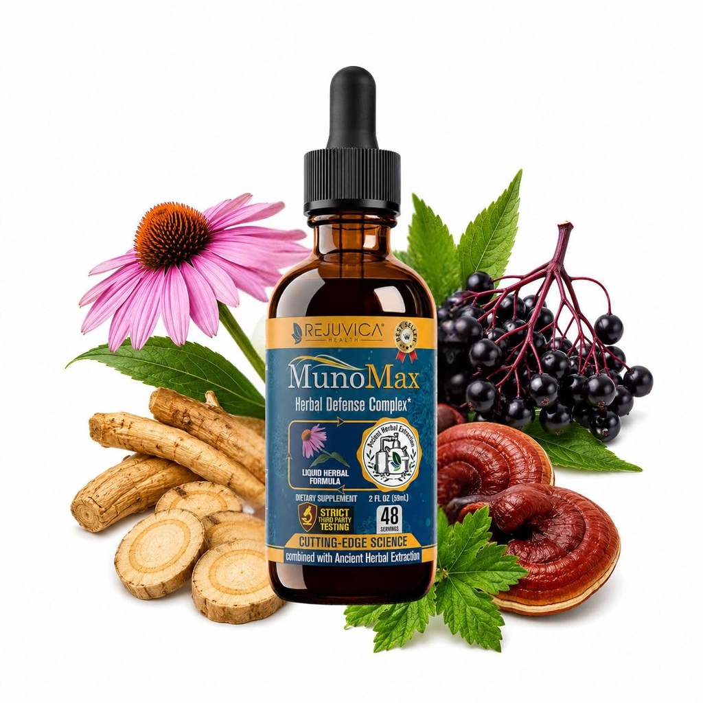 MunoMax - 고급 면역 지원 보충교재 - 더 나은 흡수를 위한 액체 납품 - Echinacea, Astragalus, Reishi, Goldenseal, Elderberry & 더!