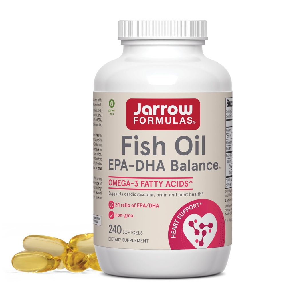 Jarrow 공식 EPA-DHA 균형, 심장 혈관 지원, 240 Softgels, 120 일 공급을 위한 1,200 mg Omega-3 지방산