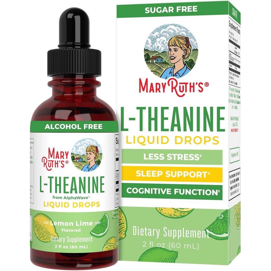 MaryRuth's L Theanine 200mg 액체 드롭 | 성인 및 어린이용 무드 지원 | 초점 보충 | 자연 수면 지원 | Vegan | Non-GMO | 글루텐 프리 | 30 인분