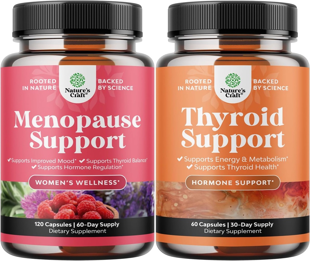 밤 땀을 위한 여자를 위한 완전한 초본 Menopause 보충교재의 뭉치 120ct와 초본 Thyroid 지원 Complex - 갑상선 건강을 위한 Mood 증강 인자 에너지 보충교재