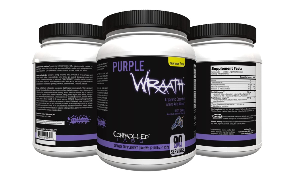 CONTROLLED LABS 자주색 Wraath 90 서빙 수분이 많은 포도, 2.5 파운드