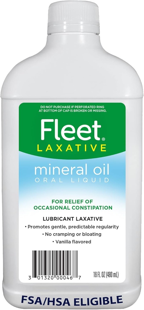 Fleet 무기물 기름, 구두 액체 Laxative의 성인을 위한 변비 기복, 바닐라 맛있은, 16 Fl Oz