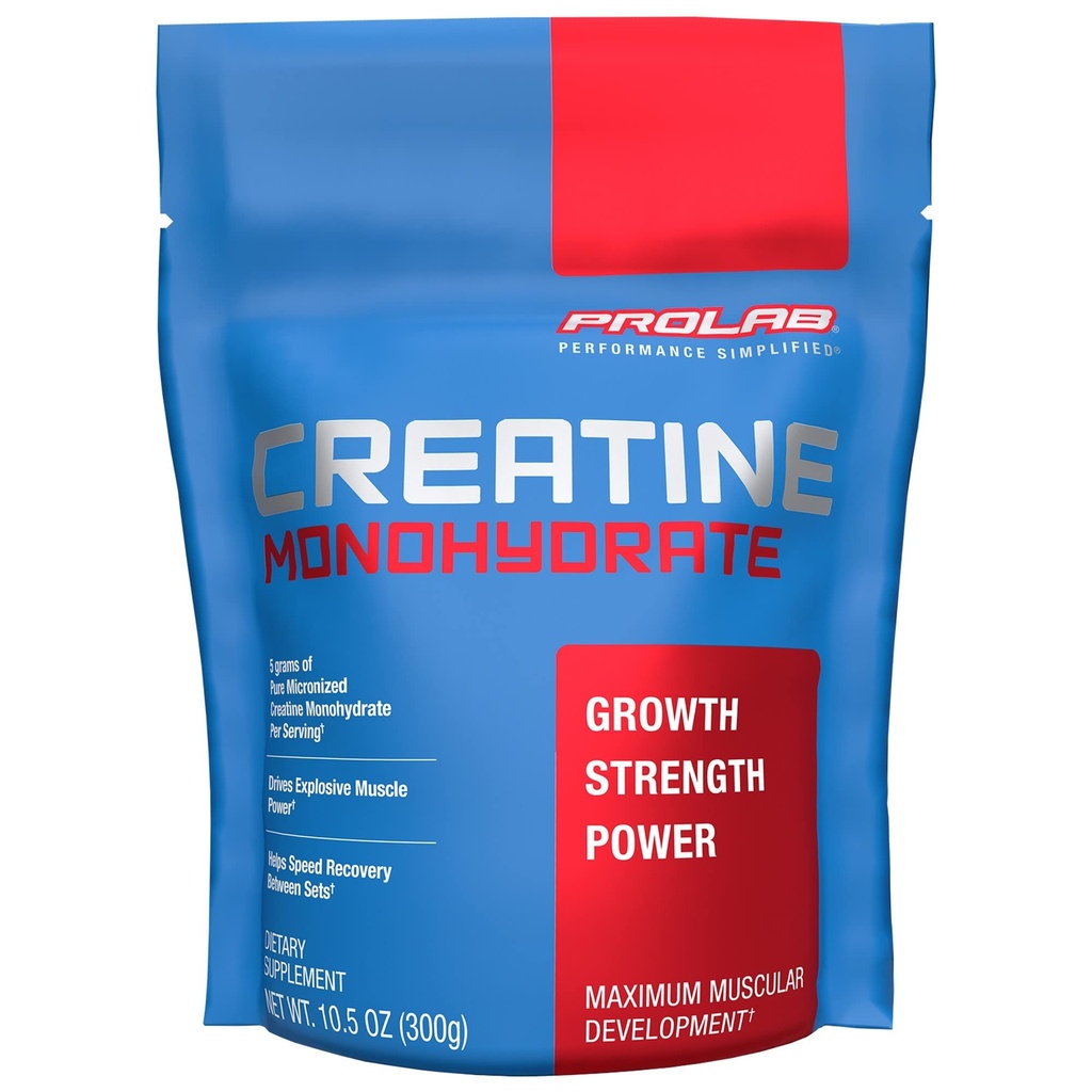 ProLab 영양 크레아틴 Monohydrate Micronized 분말, 근육 힘을 위한 순수한 Creatine의 5G, 힘 & 내구시간, 빠른 흡수, Unflavored, (300g) (60의 서빙)