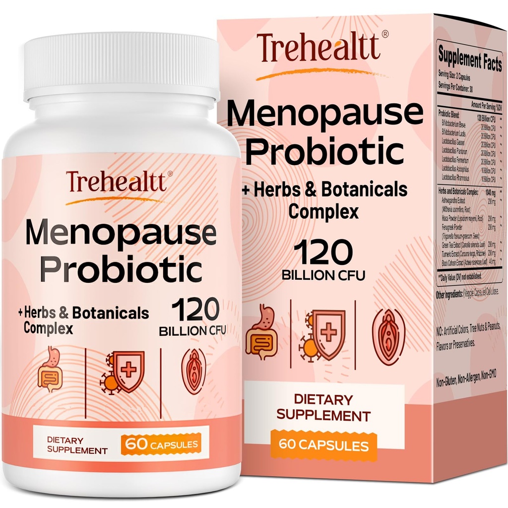 여성, 120 억 CFU Probiotic, 13-in-1 허브 & 식물 복합체, 호르몬 Menopause, 핫 플래시, 나이트 스웨터, 무드 스윙, 수면 장애, 채식, 60 캡슐에 대한 폐 보충제