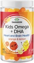 Swanson Kids Omega + DHA Gummies - 60 Gummies - 어린이를위한 두뇌와 심장 건강 지원 - 자연적이고 맛있는