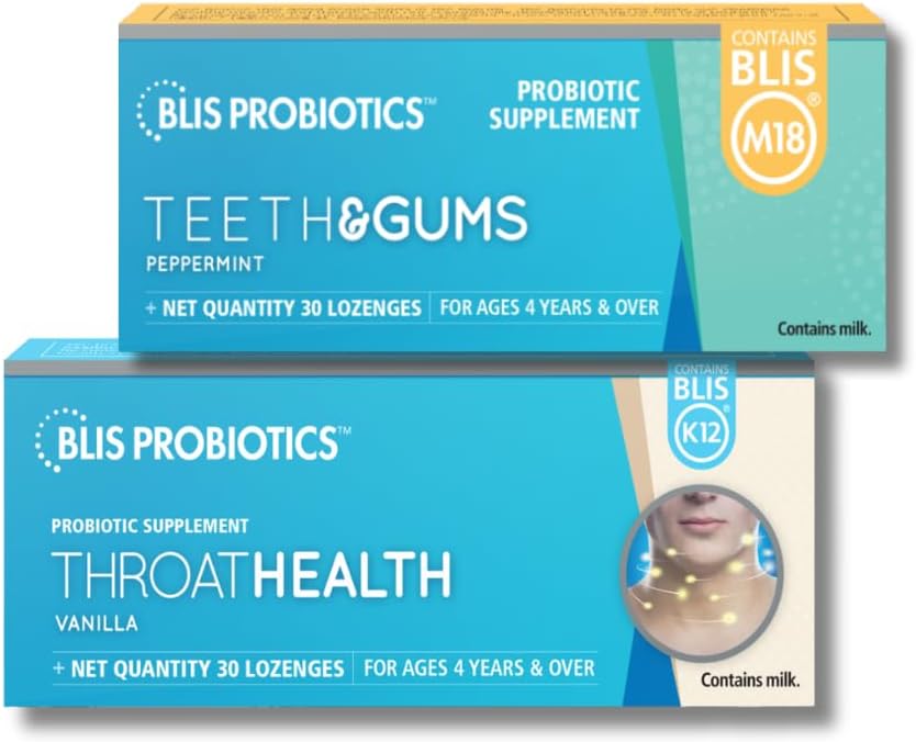 BLIS 프로바이오틱스 ThroatHealth K12 + Teeth&Gums M18