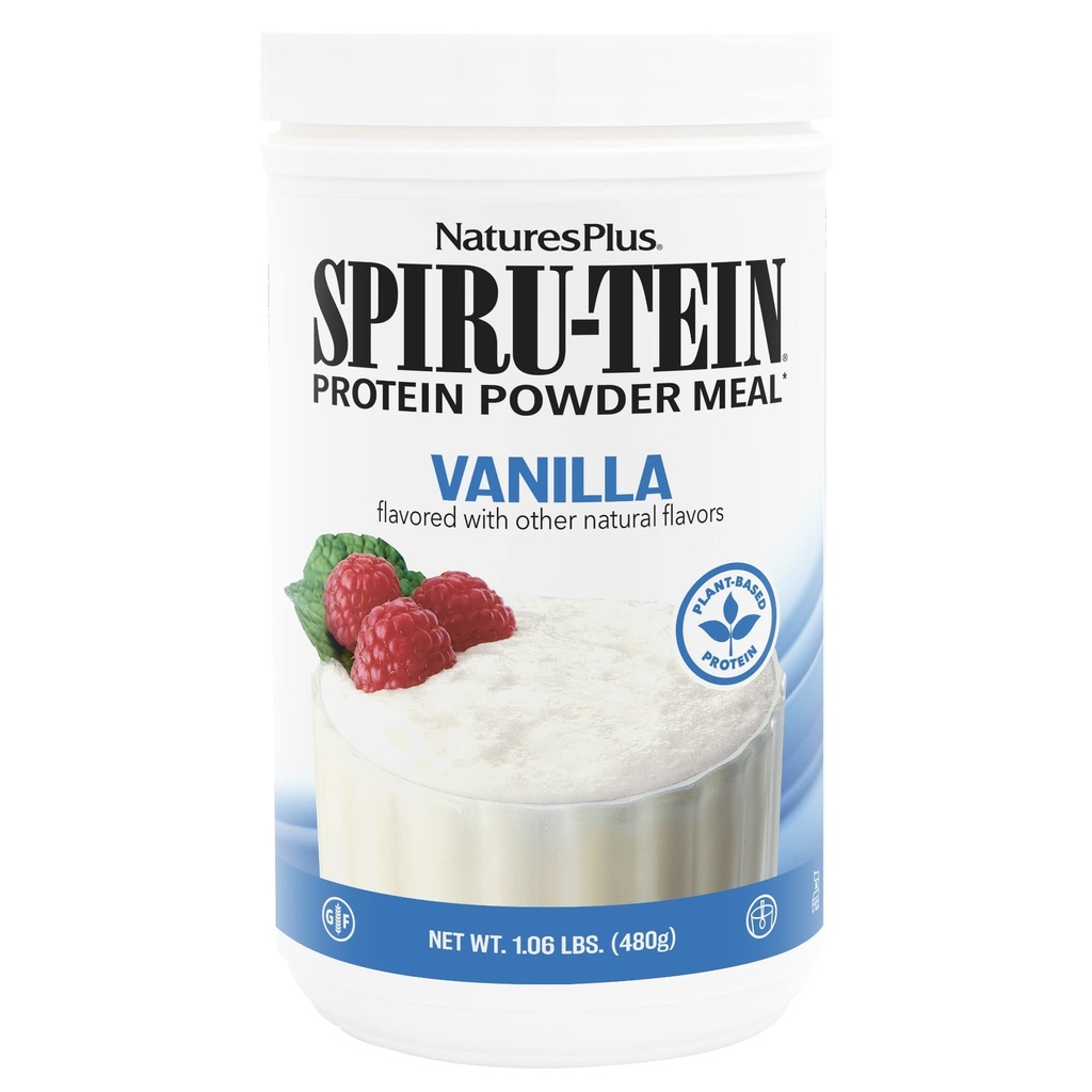 NaturesPlus SPIRU-TEIN, 바닐라 - 1.06 파운드 - Spirulina Protein Powder - 에너지를위한 비타민 및 미네랄 - 채식주의 자, 글루텐 무료 - 16 서빙