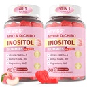 Myo-Inositol & D-Chiro Inositol 여자 2000mg + 50mg, Vegan Omega-3 + D3, 마그네슘 글리세라이드, 여성 건강 및 웰빙을위한 메틸 Folate + B12, 설탕 무료, 120 Cts