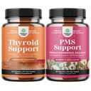초본 Thyroid Support Complex 및 Herbal PMS Support Supplement for Women - 갑상선 건강을위한 무드 강화 에너지 보충 - 여성을위한 PMS 비타민과 Feminine Balance Complex