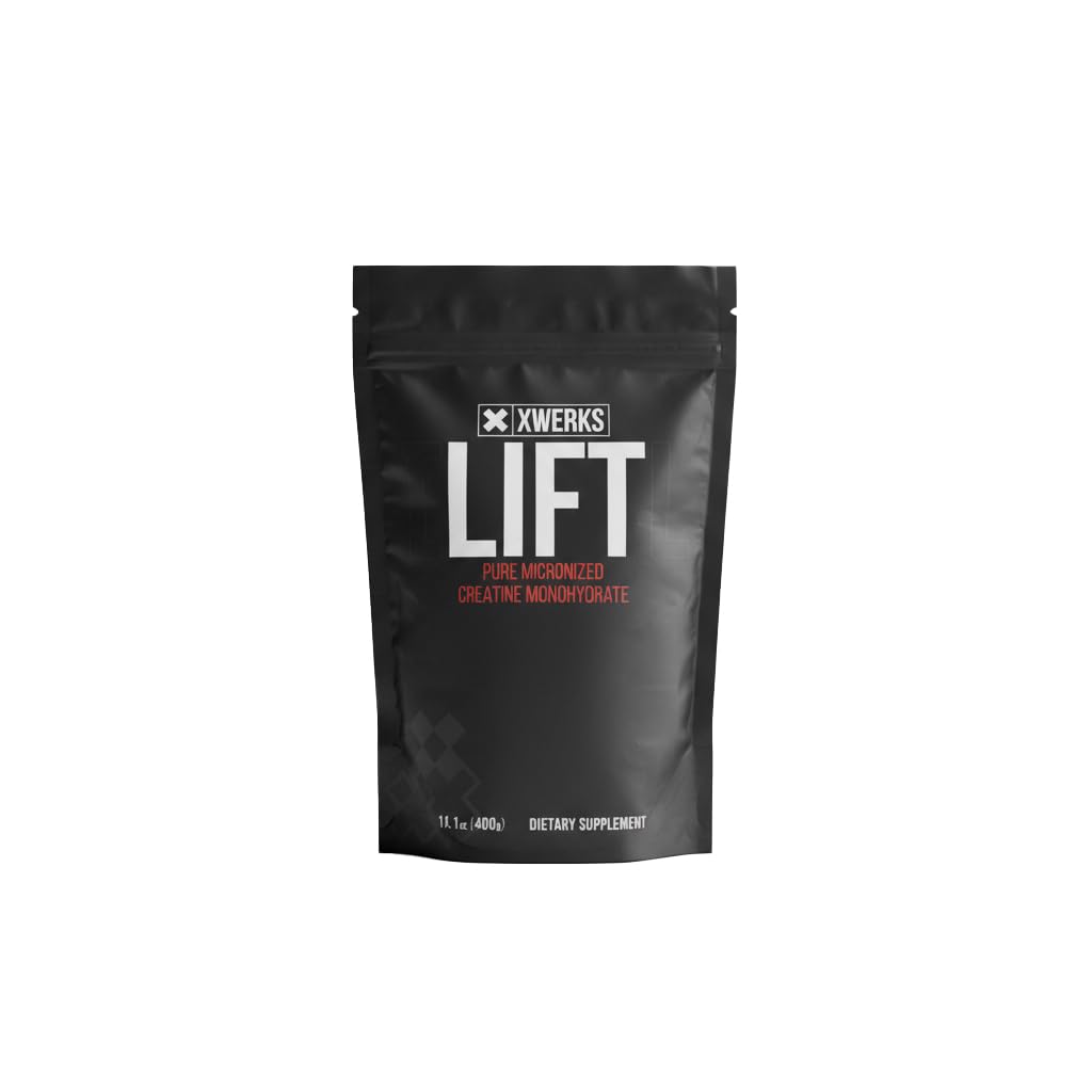 Xwerks Lift Micronized Creatine Monohydrate Powder, Unflavored, 80 서빙, 100 % 순수 천연 5000mg Creatine 공식, 고 수용성 대량 게인 보충, 근육 성장 회복을위한 사전 운동