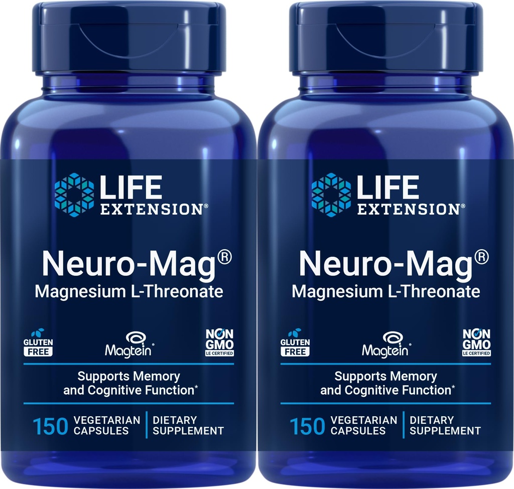 Life Extension Neuro-Mag 150 채식 캡슐 (팩 2), 마그네슘 L-Threonate, Magtein 보충
