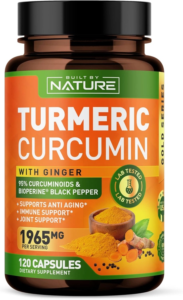 거슬리는 소리 & BioPerine 까만 고추 추출물을 가진 Turmeric Curcumin 1965mg - 합동 & 산화를 억제하는 지원을 위한 높은 흡수 95% Curcuminoids - 비 GMO, 글루텐 자유로운, Vegan - 120 초본 보충교재 캡슐