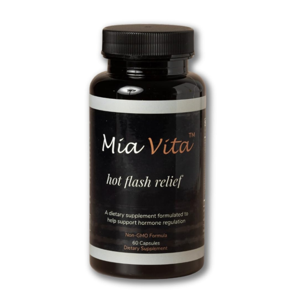 FEMMEPHARMA Mia Vita 뜨거운 플래시 보충제 Menopause Non-GMO 자연 호르몬 규정 나이트 스웨터 블랙 Cohosh & Dong Quai 60 캡슐 (30 일 공급)