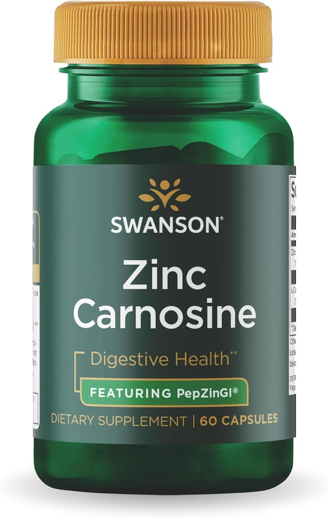 Swanson Ultra 아연 Carnosine (PepZinGI) - 60 캡슐 - 위장 건강, 소화 지원 및 Stomach 미생물 균형을위한 천연 보충