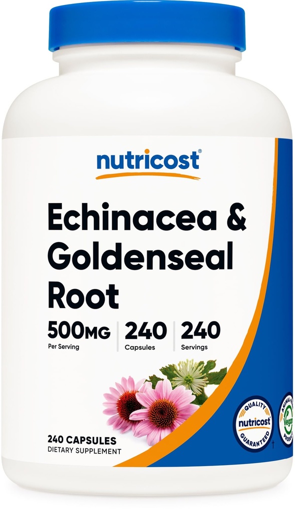 Nutricost Echinacea & Goldenseal 뿌리, 500mg, 240 캡슐 - 채식 모자, 비 GMO, 글루텐 무료