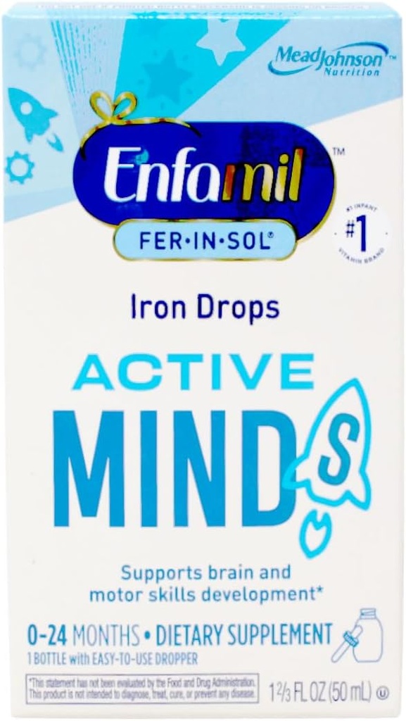 Enfamil Fer-In-Sol Iron Supplement Drops 유아 및 유아, 15 mg, 1.67 fl oz (50 ml)