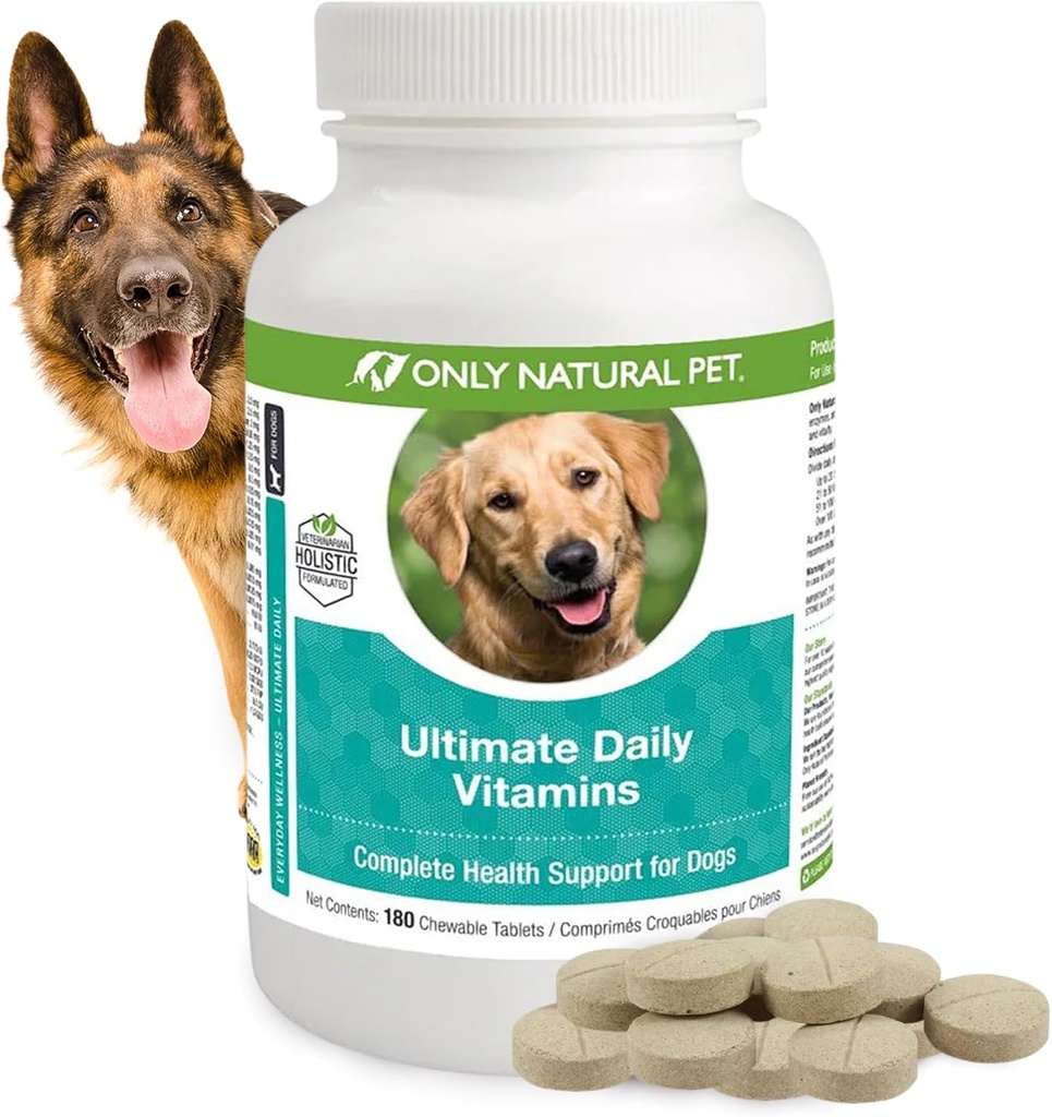 천연 애완 동물 궁극적 인 매일 비타민 만 - Dogs Balanced Health & Vitality에 대한 멀티 비타민 보충을 완료하십시오. 수석 작고 큰 Canine Food Immune 소화 지원 -180 Soft Chews Tablet