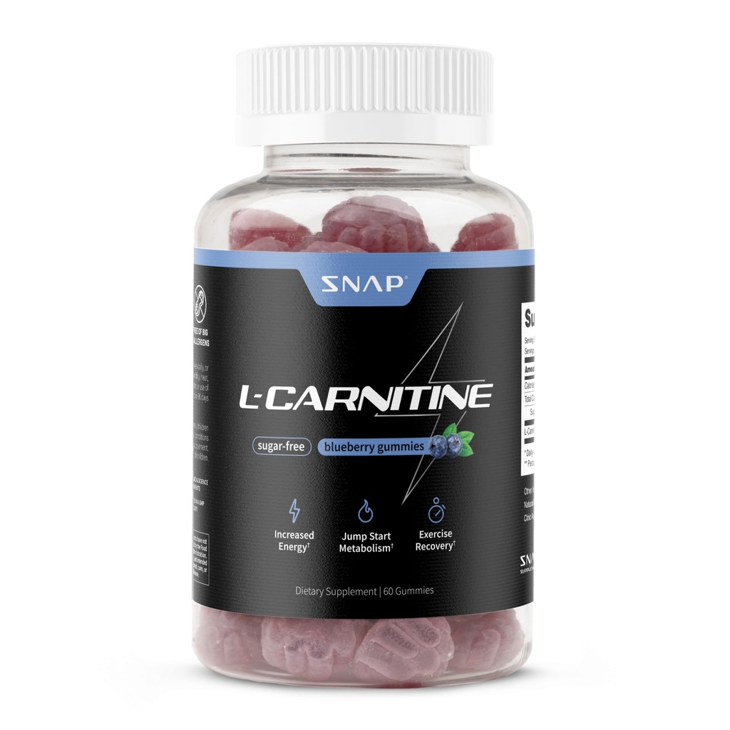 설탕 무료 L 카르니틴 500mg 거미 - 천연 사전 운동 L- 카르니틴 보충 - 증가 에너지, 패스너 복구, 부스트 메타 볼리즘, 여성을위한 사전 운동 & 남자, 블루 베리 맛 (60 Gummies)