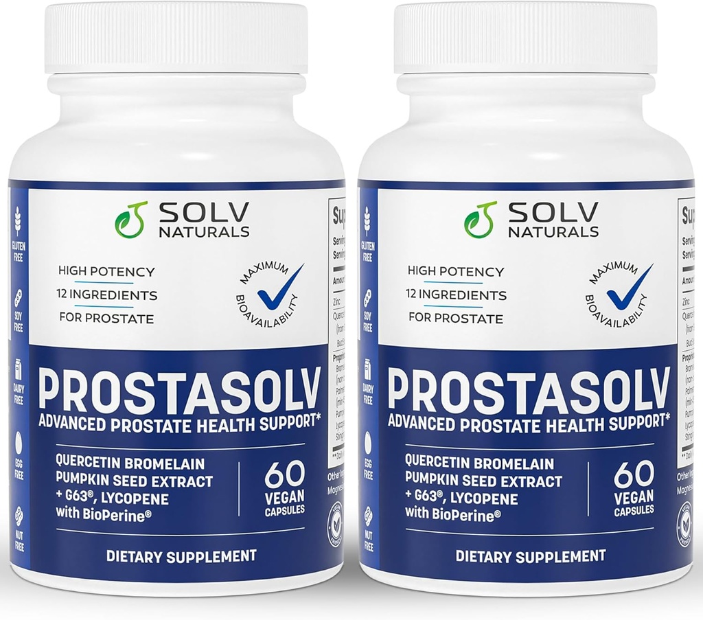PROSTASOLV Advanced Prostatitis | CPPS 보충교재, Vegan 캡슐, Quercetin Bromelain, 호박씨 추출물, Lycopene, Pelvic 건강을 위한 BioPerine (2)
