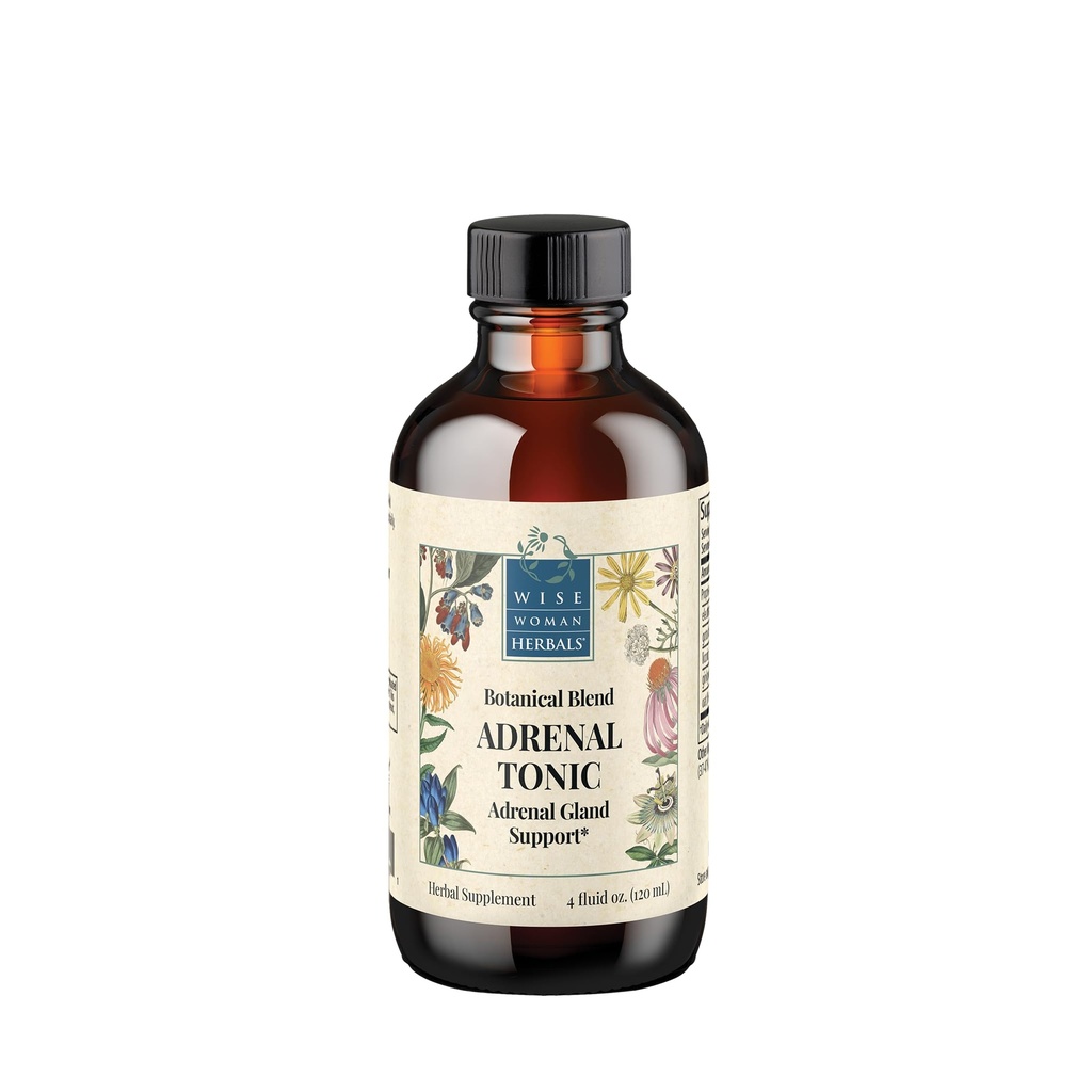 Wise Woman Herbals Adrenal Tonic Liquid Extract, Eleuthero, Ashwagandha & Licorice, 건강한 Adrenal 기능, 에너지, 체력, 스트레스 및 초점, 비 GMO, 4 Fl Oz와 초본 Adaptogen 혼합