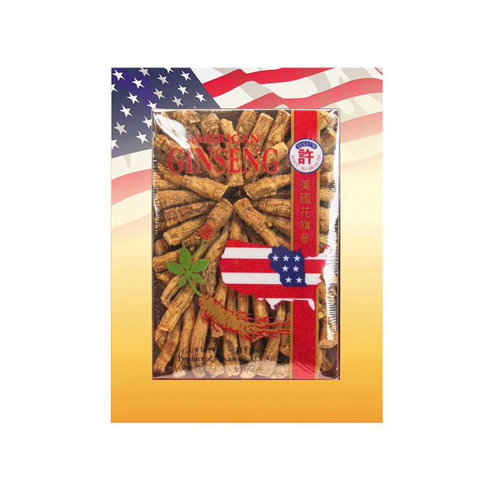 Hsu's SKU 122-4 | 중간 Prong | Ginseng Gardens 직진 Wisconsin American Ginseng |  4花花 | 4oz Box, 西oz