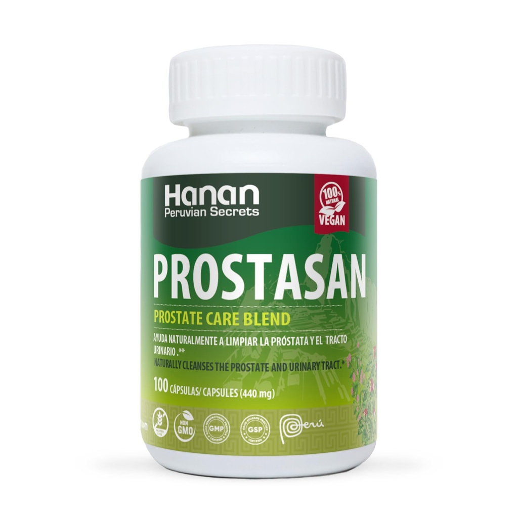 Hanan Prostasan Prostate Care Blend | 100개의 캡슐 | 자연적인 원조를 클렌징하고 유린트랙