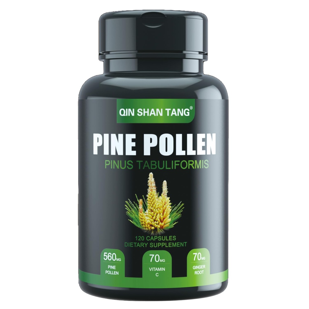 Pine Pollen 보충교재 wtih Ginger 뿌리와 비타민 C, 99%는 세포 벽, 120의 Veggie 캡슐, 여성과 남자를 위한 Focus&Immune 개량했습니다