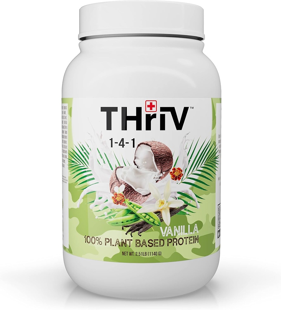 Thriv THriV 영양 - 유기 식물에 근거한 단백질 분말, 초콜렛 또는 바닐라, Vegan, 글루텐 자유로운, 비 GMO, 낙농장 자유로운, (2.5lb/1,140g) 분말 (Vanilla)
