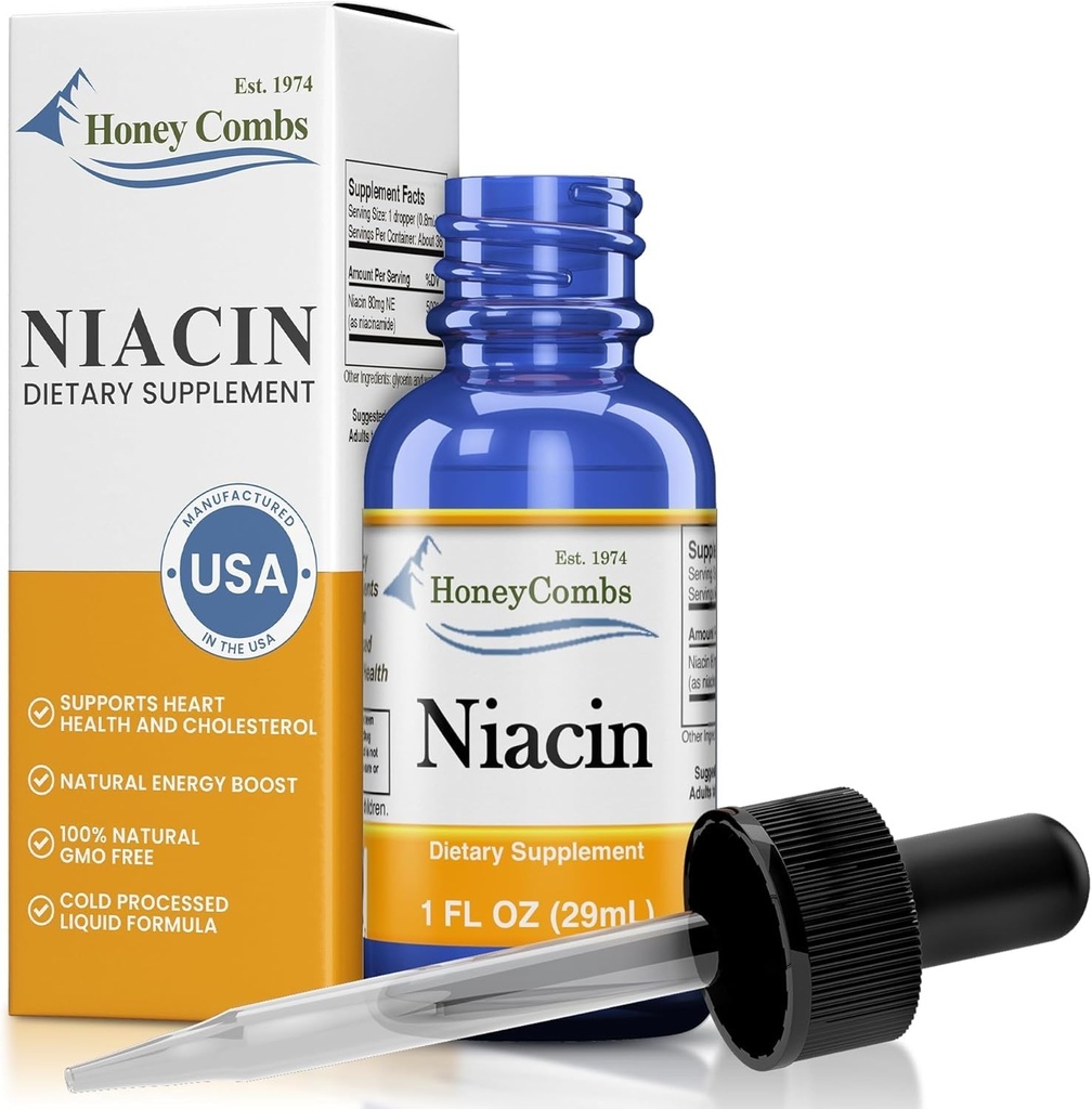 미국에서 만든 Niacin 액체 드롭 - 비타민 B3 보충 - 500 % 봉사 당 DV - 용기 당 36 서빙 - 남성, 여성, 어린이 - Vegan 비타민 B7 액체 - 대량 크기도 가능