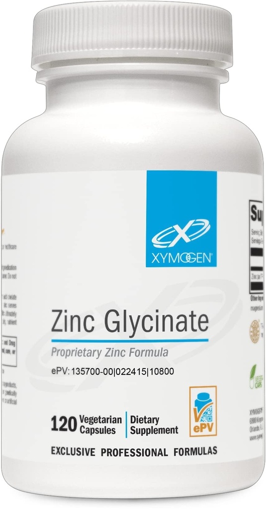 XYMOGEN 킬레이트 아연 글리세라이드 보충제 - 20mg 아연 Bisglycinate 킬레이트 강화 흡수 - 생식 + 면역 지원을위한 미네랄 보충 (120 Vegan 캡슐)