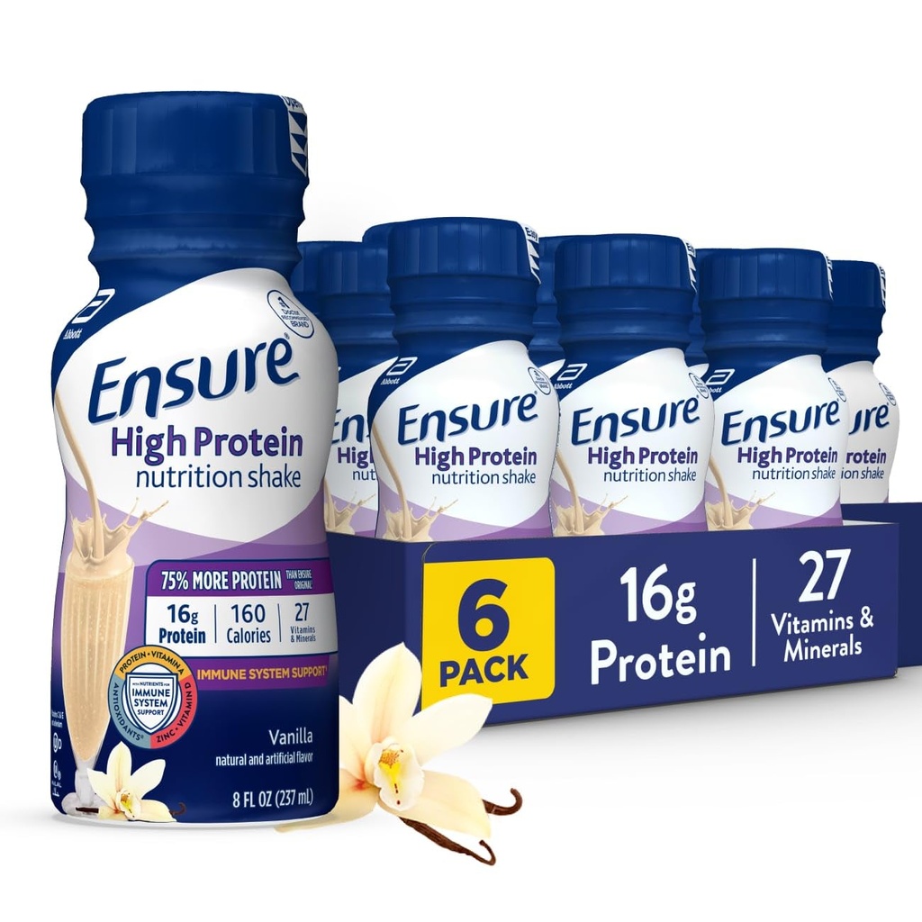 섬유를 가진 높은 단백질 바닐라 영양 Shake, 음료, 16g 단백질 및 27 비타민과 무기물, 8개 fl oz, 6 팩을 준비하십시오