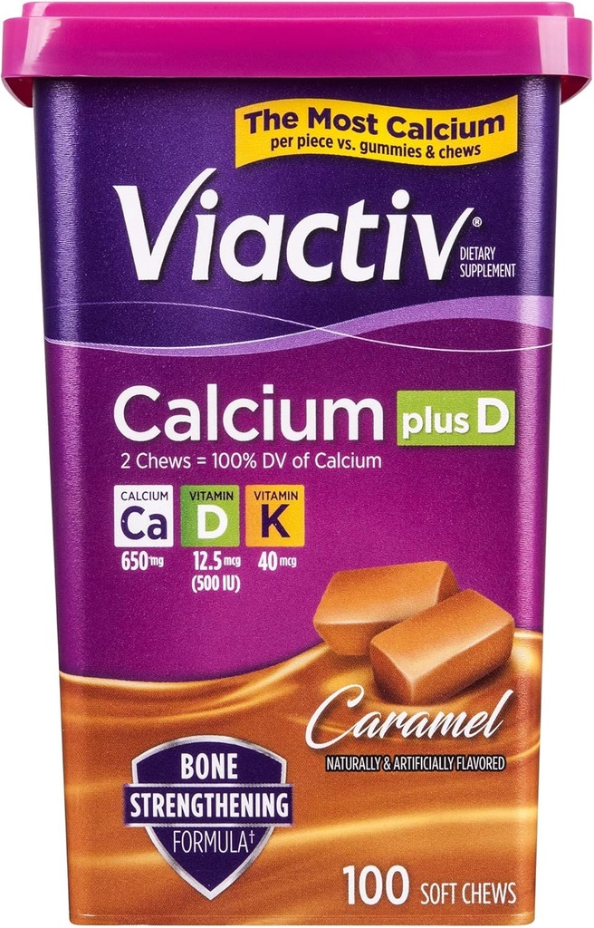 Viactiv 칼슘 플러스 비타민 D 보충교재 연약한 가슴, Caramel, 100 조사