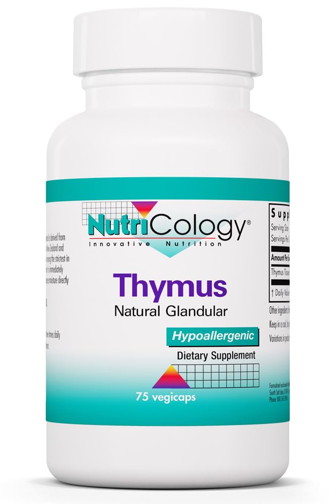 Nutricology Thymus 보충교재 - Thymus 조직, 동맥 추출물, 1000mg 익지않는 Thymus Glandular, Ovine, 냉동 건조해, Hypoallergenic - 75 조사