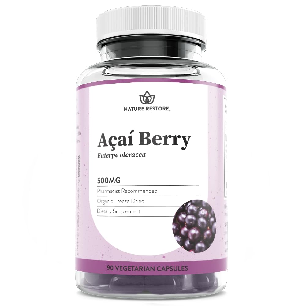 자연 복원 유기 Acai 베리 보충, 냉동 건조, 90 Acai 베리 캡슐, 비 GMO, 글루텐 무료, Vegan
