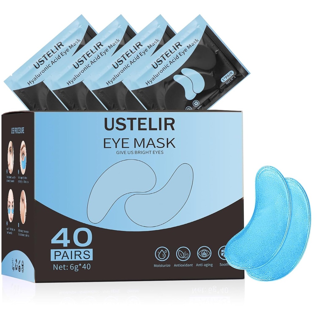 눈 헝겊 조각의 밑에, 어두운 원형을 위한 40 쌍 눈 가면, 퍼프 아이, Undereye 부대, 주름, Hyaluronic 산을 가진 눈 가면 헝겊 조각, 남자 & 여자 선물을 위한 눈 처리 피부 관리