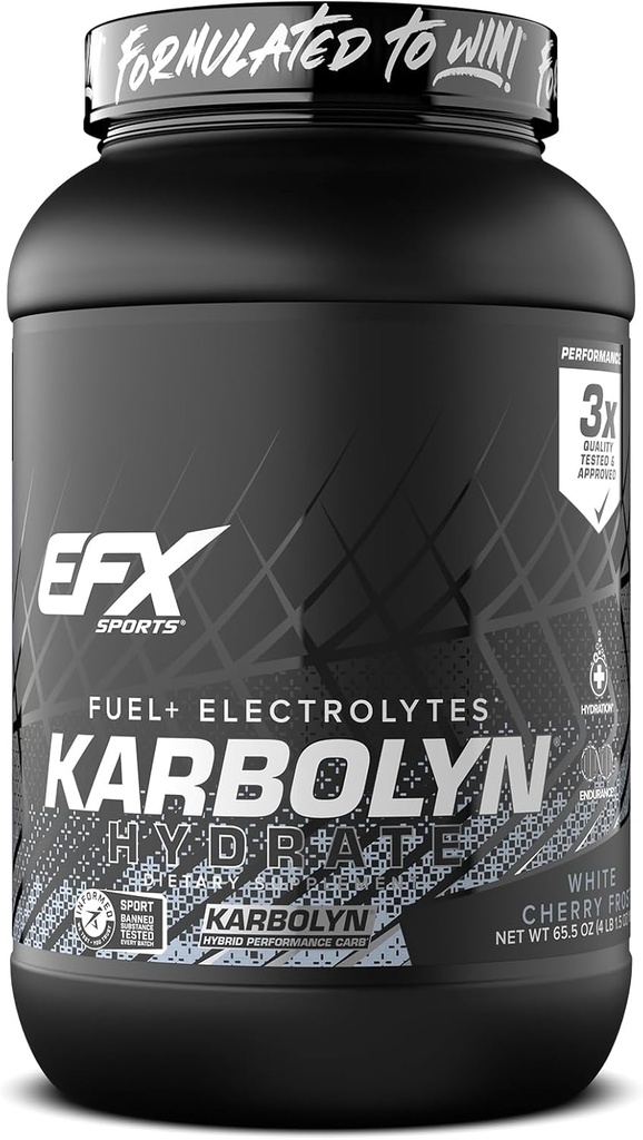 EFX Sports Karbolyn Hydrate | 탄수화물 가루 + 일렉트로트로트 | 슈가프리 스포츠 드링크 믹스 | 연료 & 하이드로션 | 자극제 무료 | 66 인스 (White Cherry Frost)