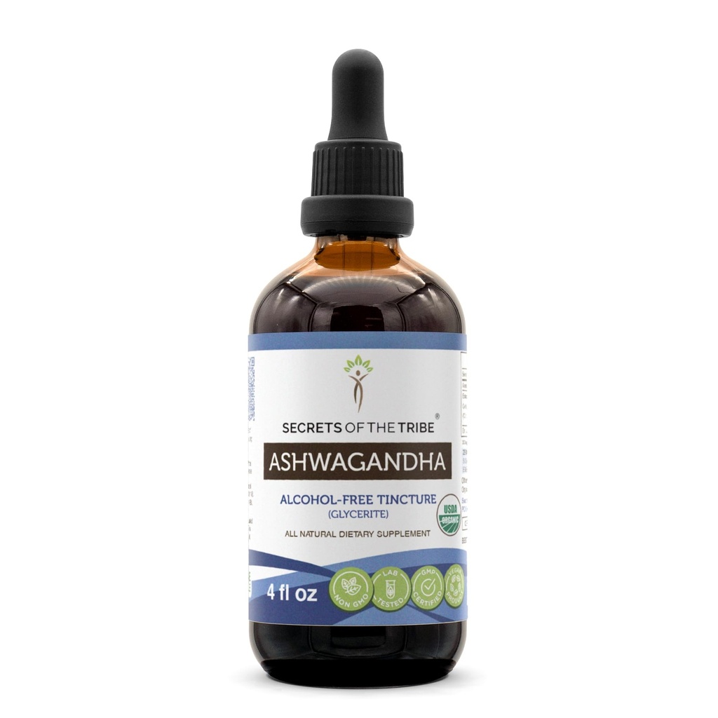 Ashwagandha USDA 유기 Tincture 알콜 자유로운 추출물, Ashwagandha Withania Somnifera 반대로 긴장 및 Relaxation 4개 OZ