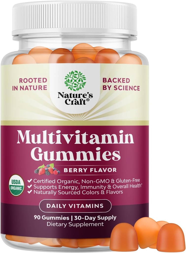 USDA Organic Multivitamin for Women and Men - 강화 된 에너지 면제 및 일일 웰빙을위한 아연 및 B 복합 비타민과 남성 구미를위한 Vegan Organic Multivitamin - Vegan 및 Non-GMO (1 개월)