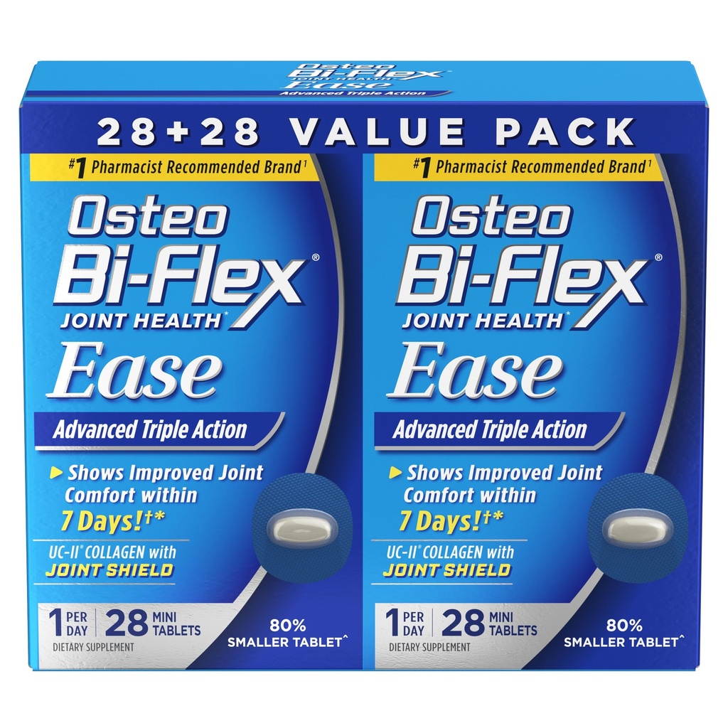 Osteo Bi-Flex Ease 비타민 D 합동 보충교재, 소형 정제, 28의 조사, 2의 팩을 가진 진보된 세겹 활동